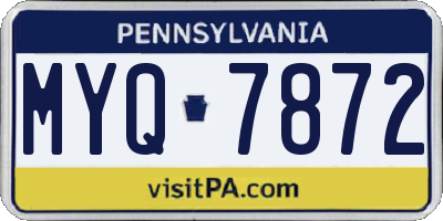 PA license plate MYQ7872