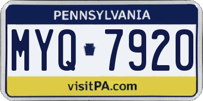 PA license plate MYQ7920