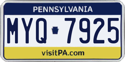 PA license plate MYQ7925