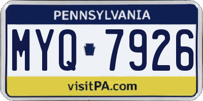 PA license plate MYQ7926