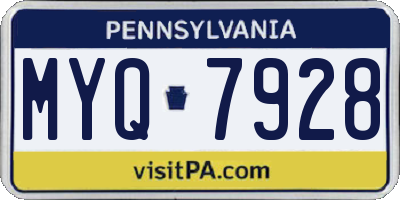 PA license plate MYQ7928