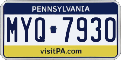 PA license plate MYQ7930