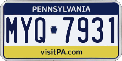PA license plate MYQ7931