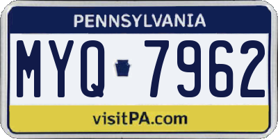 PA license plate MYQ7962