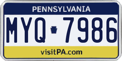 PA license plate MYQ7986