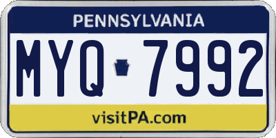 PA license plate MYQ7992