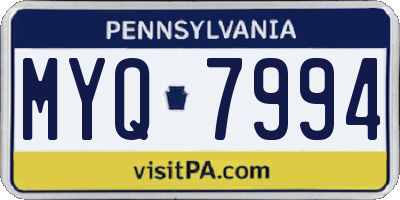PA license plate MYQ7994