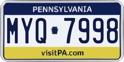 PA license plate MYQ7998