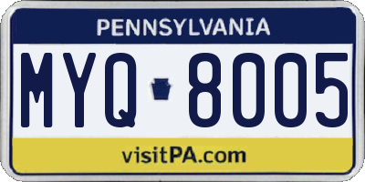 PA license plate MYQ8005