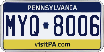 PA license plate MYQ8006
