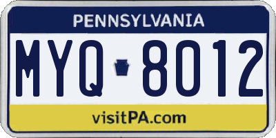 PA license plate MYQ8012