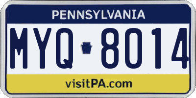 PA license plate MYQ8014