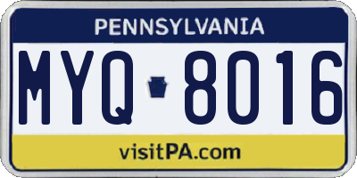 PA license plate MYQ8016
