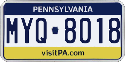 PA license plate MYQ8018