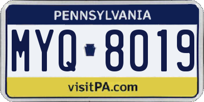 PA license plate MYQ8019