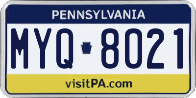 PA license plate MYQ8021