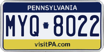 PA license plate MYQ8022