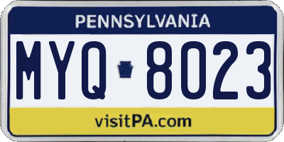 PA license plate MYQ8023