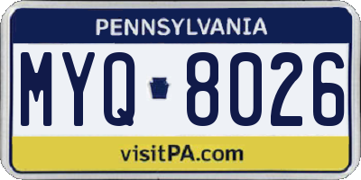 PA license plate MYQ8026