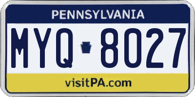 PA license plate MYQ8027