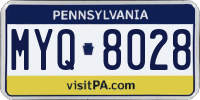 PA license plate MYQ8028