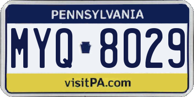 PA license plate MYQ8029