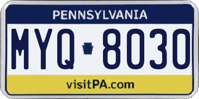 PA license plate MYQ8030