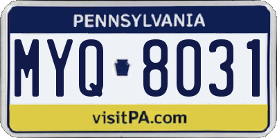 PA license plate MYQ8031