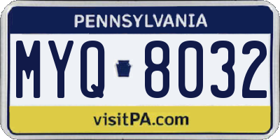 PA license plate MYQ8032