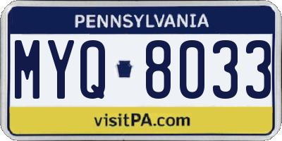 PA license plate MYQ8033