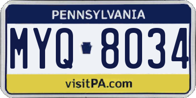PA license plate MYQ8034