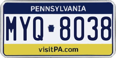 PA license plate MYQ8038