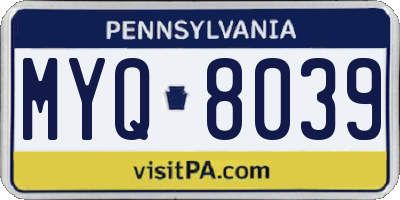 PA license plate MYQ8039