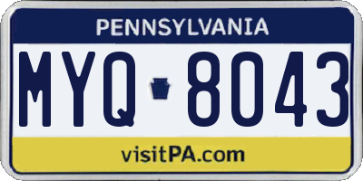 PA license plate MYQ8043