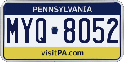 PA license plate MYQ8052