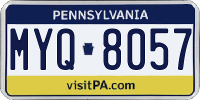 PA license plate MYQ8057