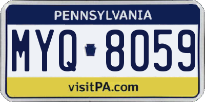 PA license plate MYQ8059