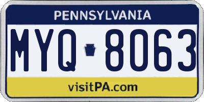PA license plate MYQ8063
