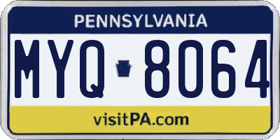 PA license plate MYQ8064