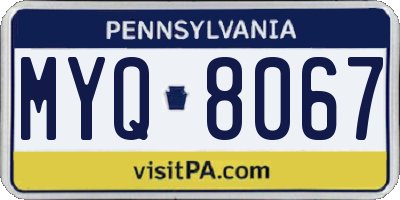 PA license plate MYQ8067