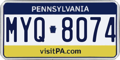 PA license plate MYQ8074