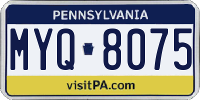 PA license plate MYQ8075