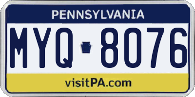 PA license plate MYQ8076