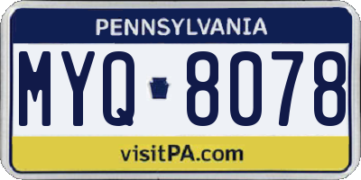 PA license plate MYQ8078