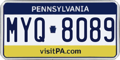 PA license plate MYQ8089