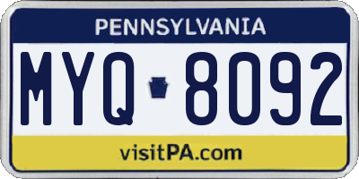PA license plate MYQ8092