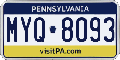 PA license plate MYQ8093