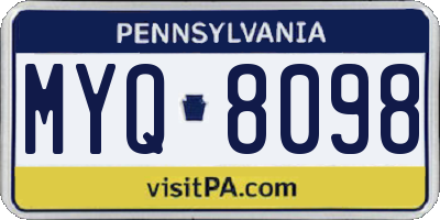 PA license plate MYQ8098