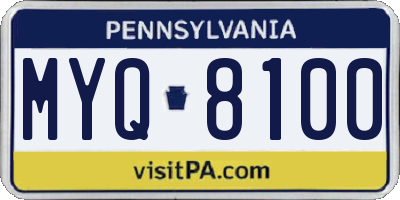 PA license plate MYQ8100