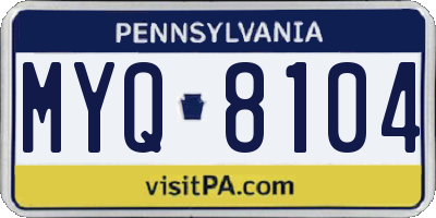 PA license plate MYQ8104
